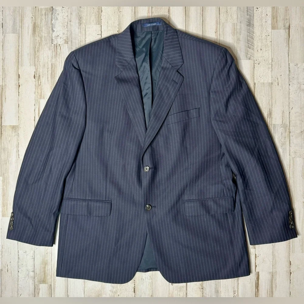 Ralph Ralph Lauren Blazer Jacket Men's 44R Navy Blue Classic Stripe